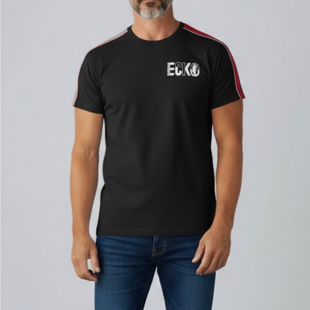 Ecko Unlimited Men's Black Tee with Red Stripes size 2XL
